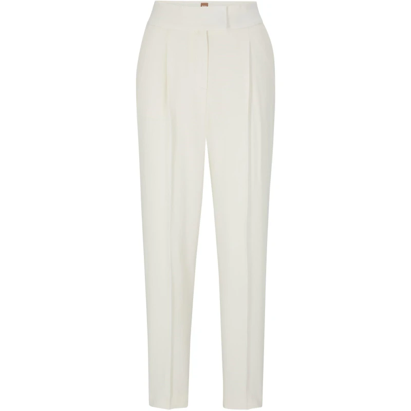 Image of Boss Womens Tiroko Straight Trousers Open White female 4 (XXS)