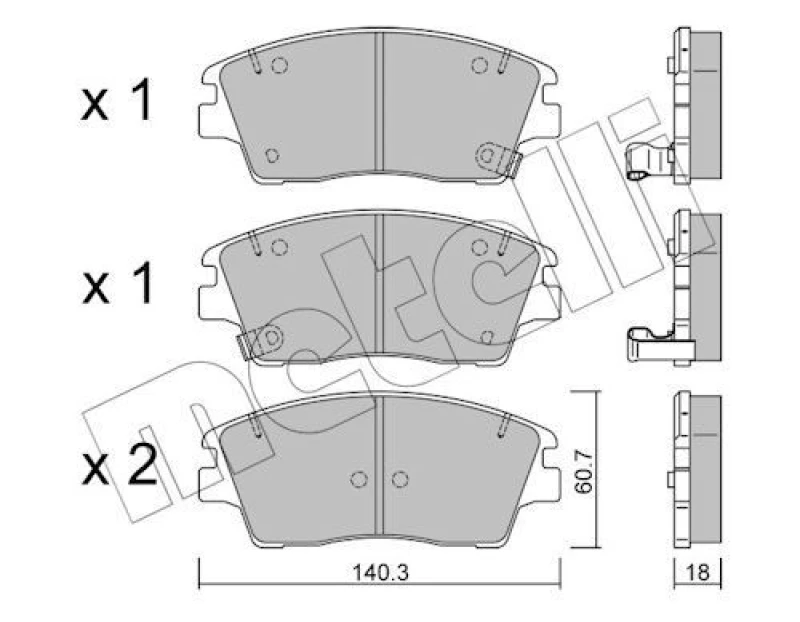 Image of METELLI Brake pad set METELLI 22-1164-0