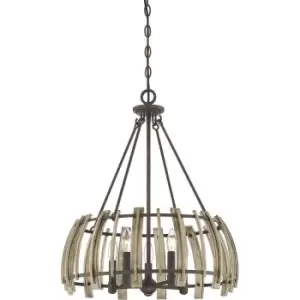 Image of 5 Bulb Ceiling Pendant Light Fitting Rustic Black LED E14 60W Bulb