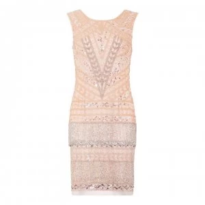 Image of Adrianna Papell Beaded Fringe Dress - SHELL