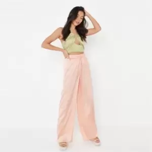 Missguided Leg Satin Trouser - Orange