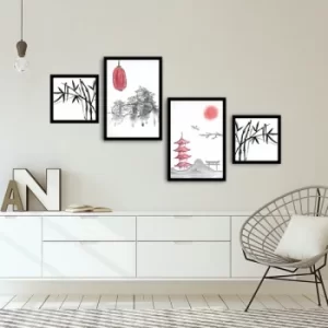 Image of 4PSCT-13 Multicolor Decorative Framed MDF Painting (4 Pieces)