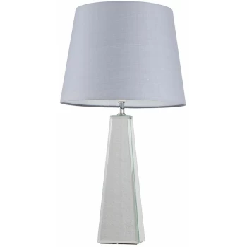 Image of Chrome & Mirrored Table Lamp + Grey Shade