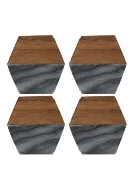Image of Typhoon Elements Set Of 4 Marble & Acacia Coasters