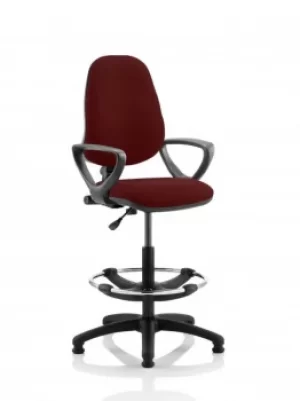Image of Eclipse I Lever Task Operator Chair Ginseng Chilli Fully Bespoke Colour With Loop Arms with Hi Rise Draughtsman Kit