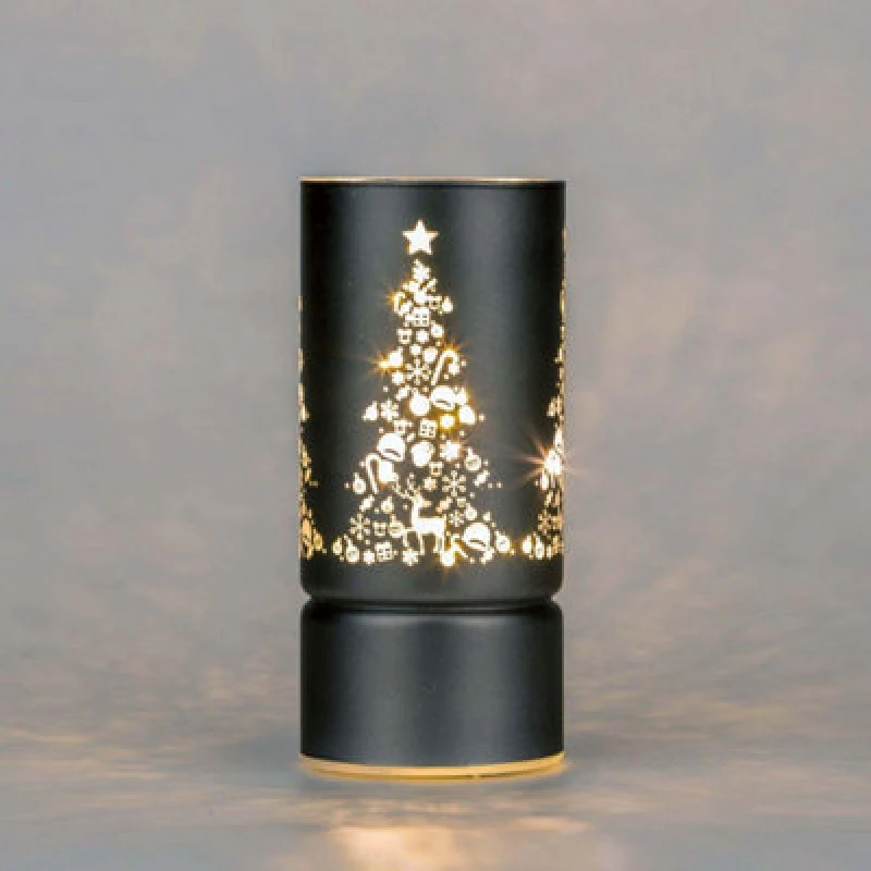 Image of Shatchi 17cm Christmas Decorated Vase LED Grey Glass Vase / Christmas Tree Grey