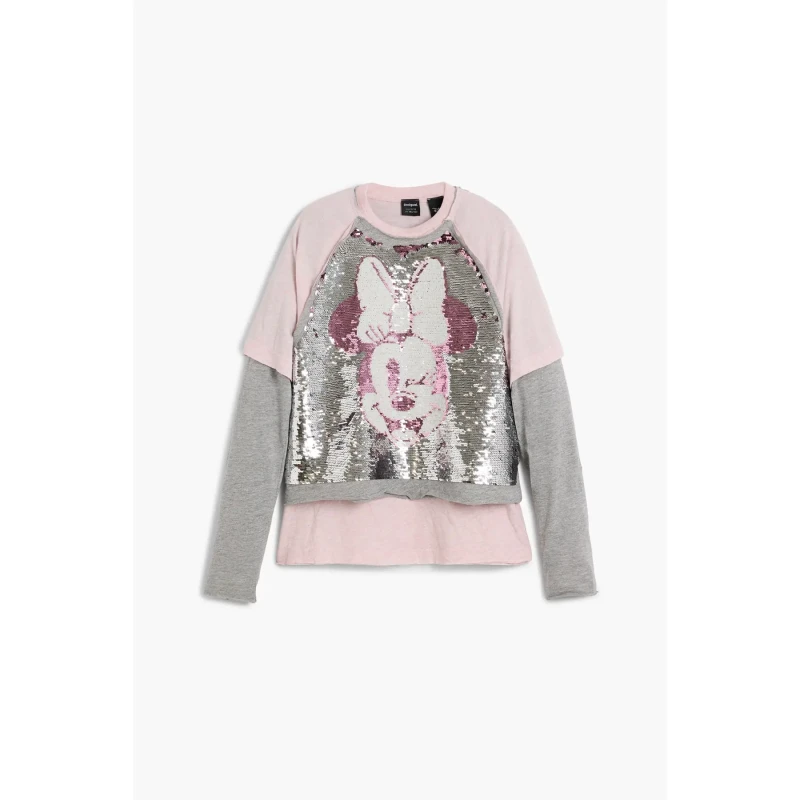 Image of Desigual Girl's T-Shirt Desigual Minnie Sequins Rose Female 11/12 ans