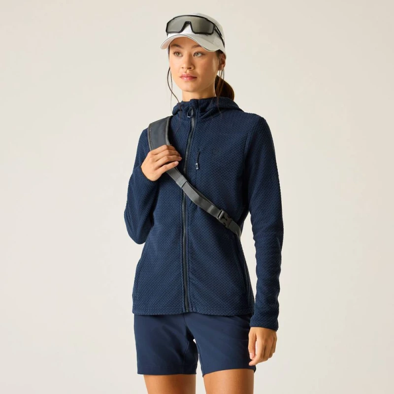 Image of Dare 2b Womens Switch Up Full Zip Hooded Pro Fleece in Mid Navy Size: 12 Mid Navy Female 12