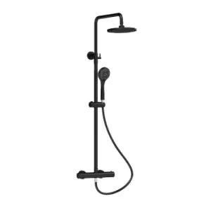 image of Nuie Round Thermostatic Bar Valve & Shower Kit - Matt Black