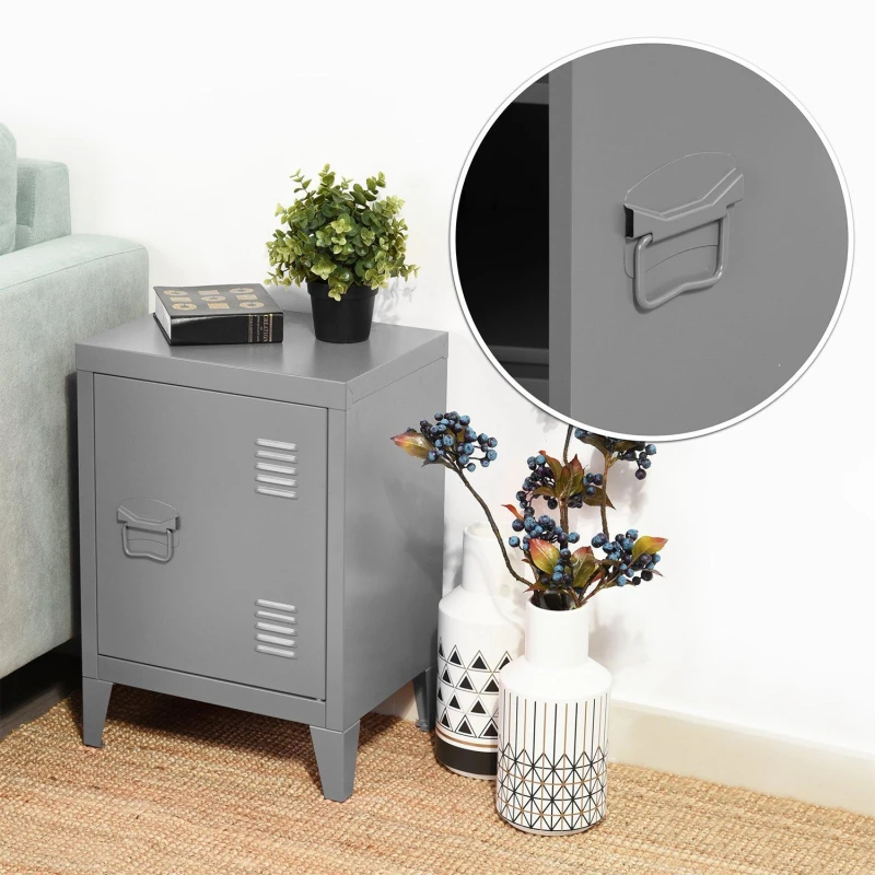 Image of Urban Meuble Compact Metal Side Table with Storage Grey unisex One Size