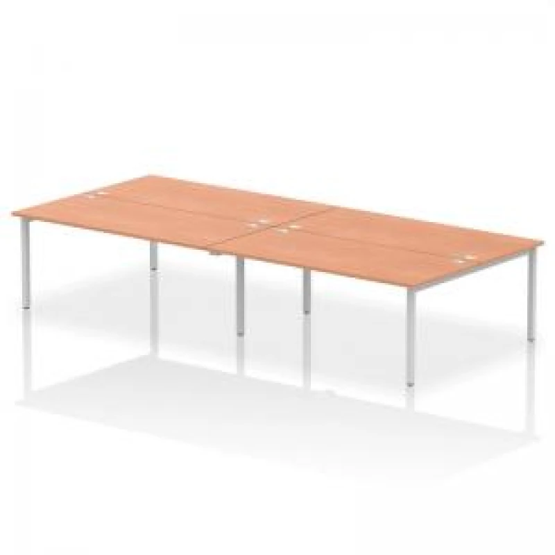 Image of Impulse Impulse Bench B2B 4 Person 1800 Silver Frame Office Bench Desk Beech IMB4P18BCHS