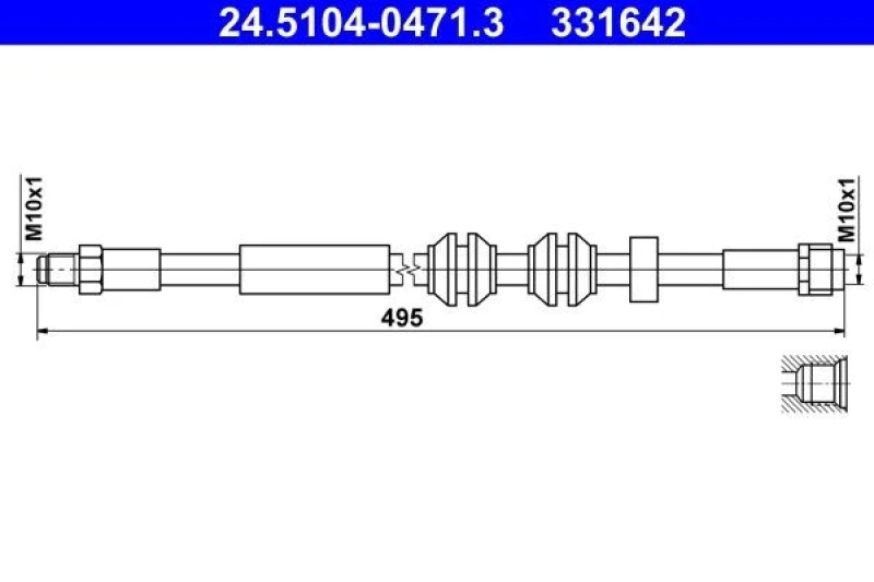 Image of ATE 24.5104-0471.3 Brake Hose Brake Hose (83)