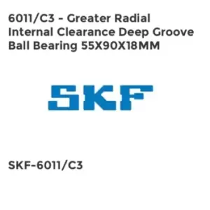 image of 6011/C3 - Greater Radial Internal Clearance Deep Groove Ball Bearing 55X90X18MM