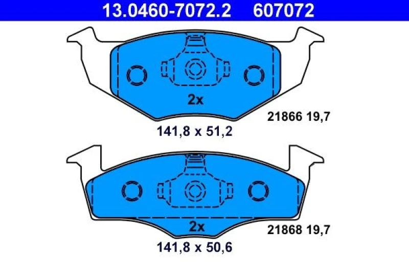 Image of ATE 13.0460-7072.2 Brake pad set excl. wear warning contact Brake Pad Set,disc brake (402)