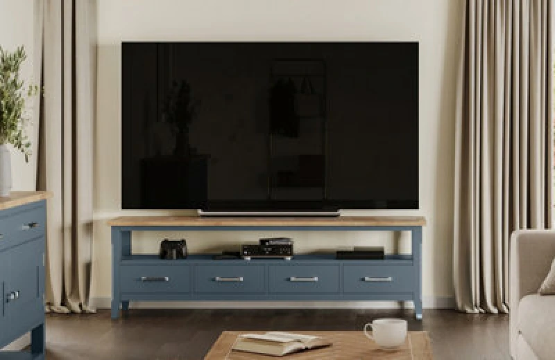 Image of Baumhaus Signature Blue - Large Widescreen Television Cabinet