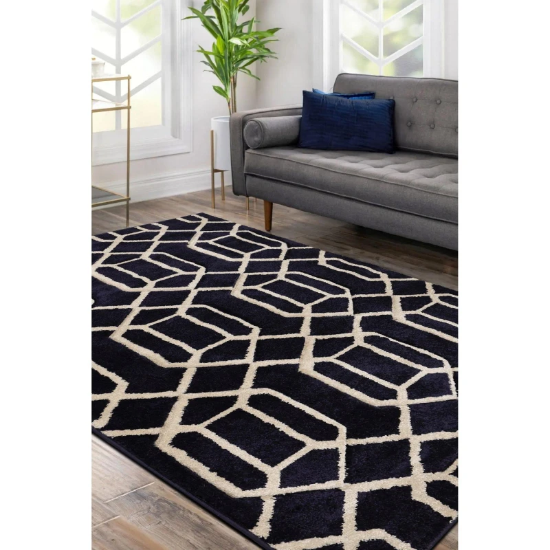 Image of Homemaker Newport Lattice Geometric Runner Navy - Homemaker - Size: 60X200 Navy 60X200 HR97503