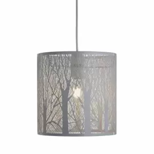 image of Nielsen Avro Metal Easy Fit Shade, Featuring A Forest Effect Pattern, In Matt White, 26Cm Width