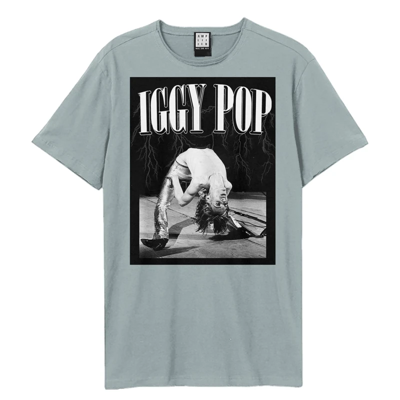 Image of Amplified Amplified Men Pop On Stage Iggy Pop T-Shirt in Pale Blue Size: X-Small Pale Blue XS Male 5063574714662