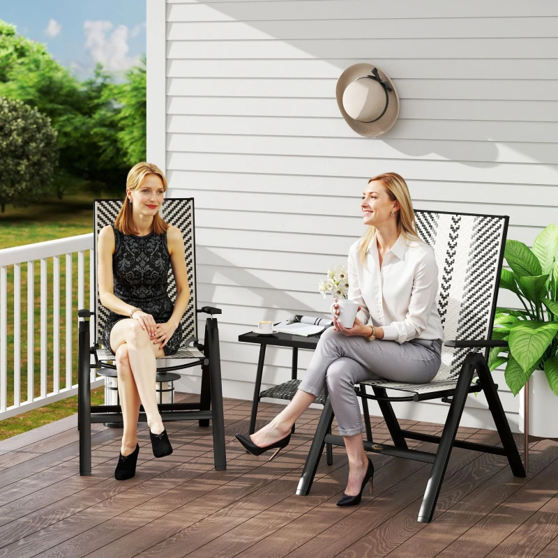 Image of Outsunny 2PCs Rattan Folding Chair w/ 5-Position Adjustable Backrest - Grey TJ Hughes 5063603174689