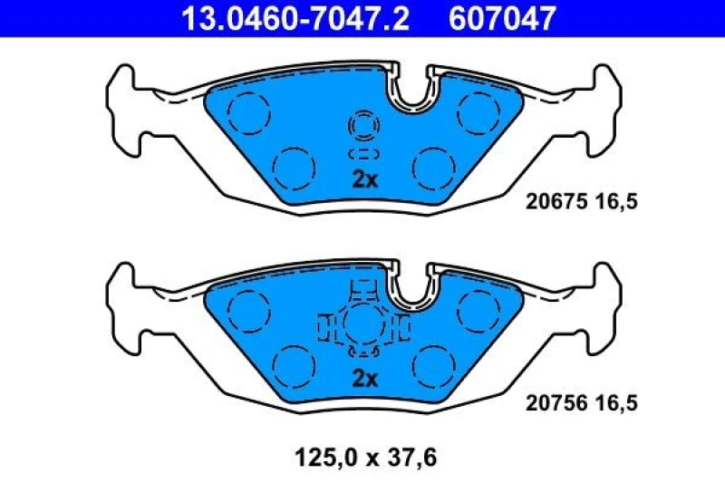 Image of ATE 13.0460-7047.2 Brake pad set excl. wear warning contact Brake Pad Set,disc brake (402)