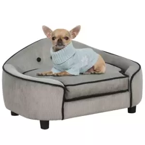 image of PawHut Dog Sofa Bed Pet Chair w/ Sponge Padded Cushion for XS and S Size Dogs - Grey