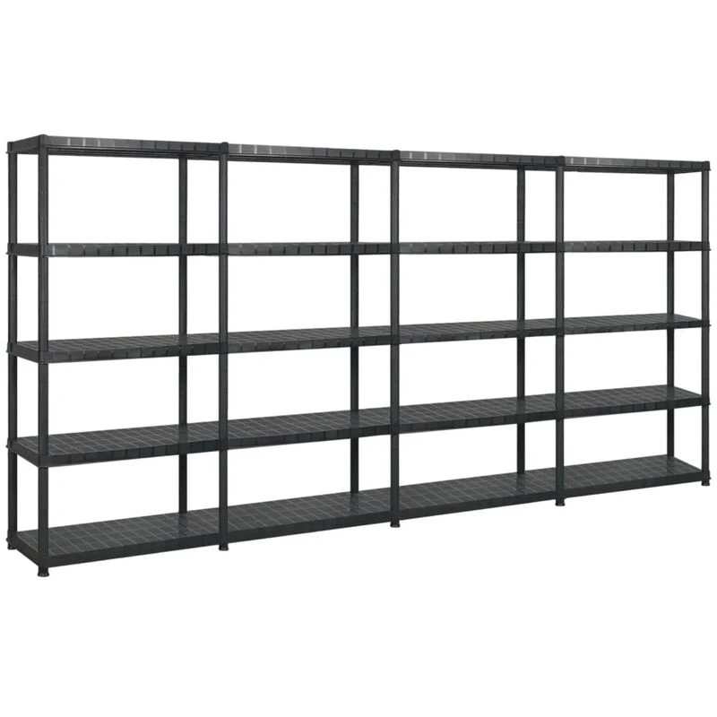 Image of VIDAXL Vidaxl - Storage Shelf 5-Tier Black 340x40x185cm Plastic 8720286289259