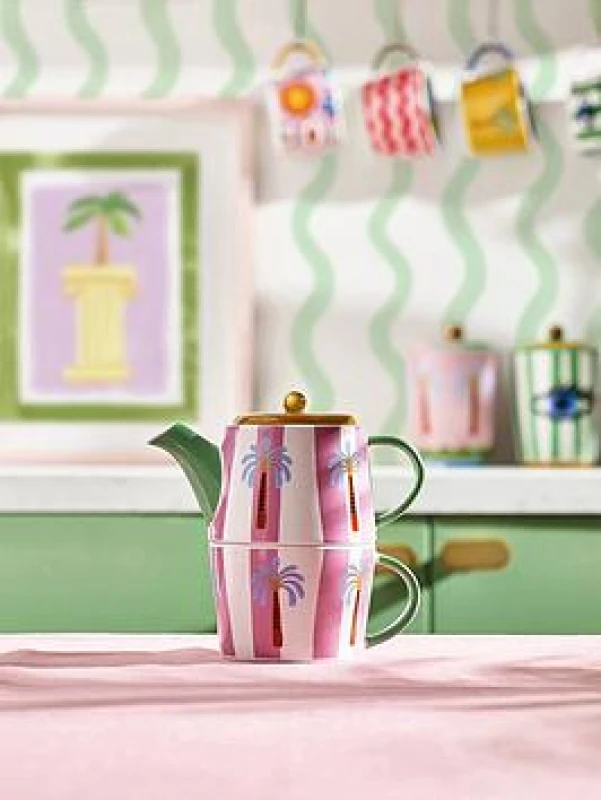 Image of ELEANOR BOWMER Electric Coast Palm Tea For One Set Multi-Coloured ONE SIZE