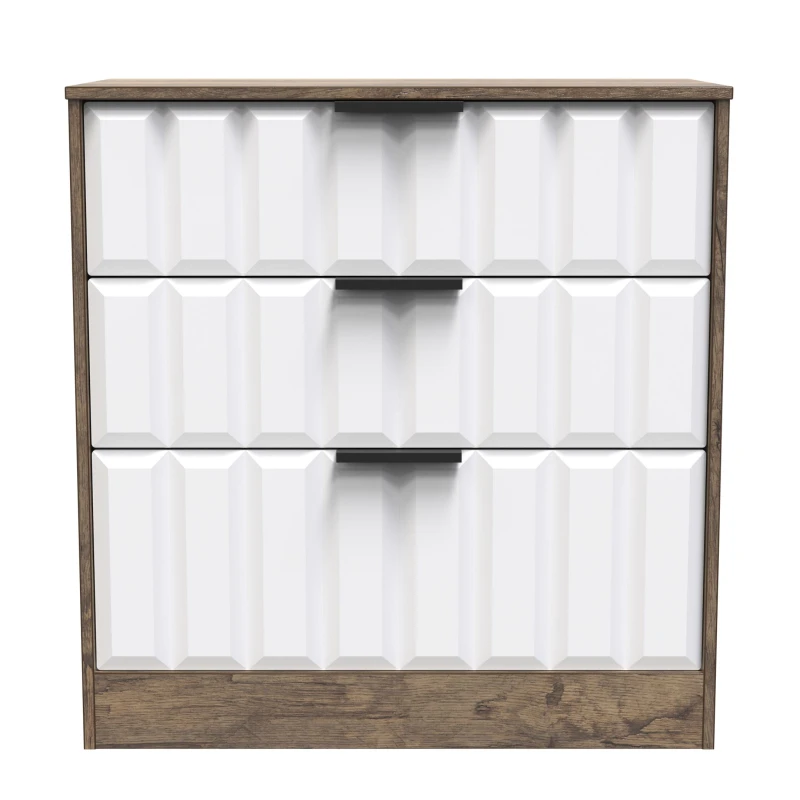 Image of Fiji Ready Assembled Black & Oak 4 Drawer Wide Chest (H)929mm (W)765mm (D)395mm
