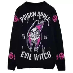 Image of Disney Womens/Ladies Evil Witch Villains Knitted Jumper (L) (Black/Pink/White)