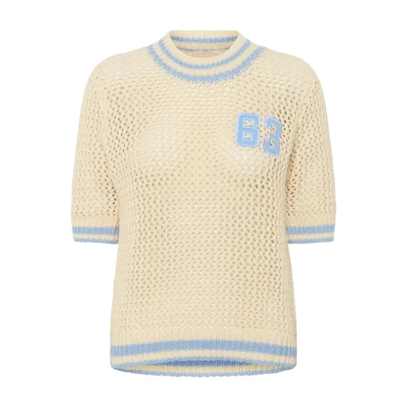 Image of culture Womens short-sleeved sweater CULTURE Alika Crochet Blanc Female L