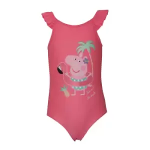 Image of Peppa Pig Girls Flamingo One Piece Swimsuit (18-24 Months) (Pink)
