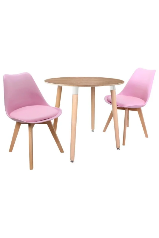 Image of Life Interiors Life Interiors 'Round Lorenzo' Dining Set with a Table and Chairs Set of 2 in Pink Pink One Size Unisex 5060926382562