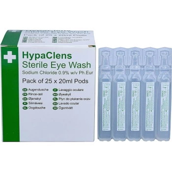 Image of HypaClens Sterile Wound Eye Wash 20ml Pods Box of 25 E401APK25 - Safety First Aid