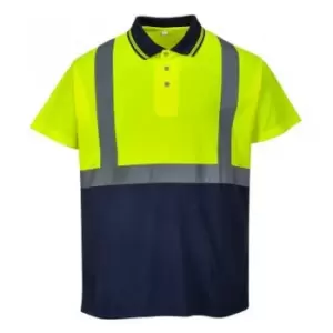 Image of Portwest Mens Hi-Vis Two Tone Polo Shirt (XL) (Yellow/Navy) - Yellow/Navy