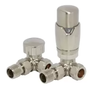 image of Towelrads Corner TRV and Lockshield Valves Round Brass Nickel 1/2" - 927413