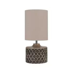 Image of Short Wooden Diamond Table Lamp