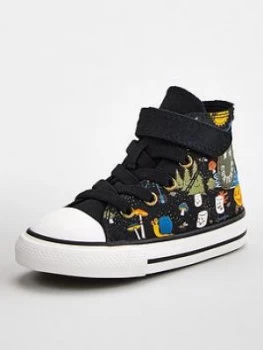 image of Converse Chuck Taylor All Star 1V Hi 'Camp Converse' Toddler Trainer - Black Multi, Black/Multi, Size 6