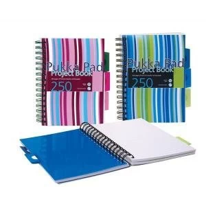 image of Bundle Pukka Pad A5 Project Book Wirebound Plastic Ruled 3 Divider 250