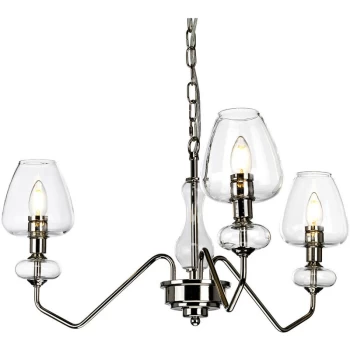 Image of Elstead - Armand 3 Light Pendant, Polished Nickel, Glass Shade