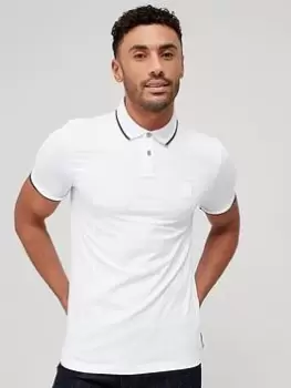 Image of BOSS Passertip Tipped Collar Polo Shirt - White, Size L, Men