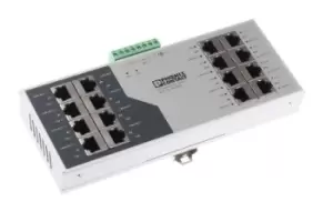 image of Phoenix Contact Ethernet Switch, 16 RJ45 port, 24V dc, 100Mbit/s Transmission Speed, DIN Rail Mount FL SWITCH SF 16TX