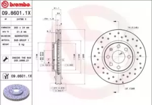 Image of BREMBO Brake disc OPEL,CHEVROLET,VAUXHALL 09.8601.1X 569000,9127967,9196050 Brake rotor,Brake discs,Brake rotors 95526646,9196050,95526646