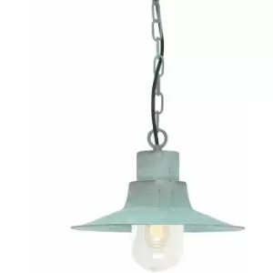 Image of Outdoor IP44 1 Bulb Chain Lantern Verdigris LED E27 100W Bulb Light Fitting