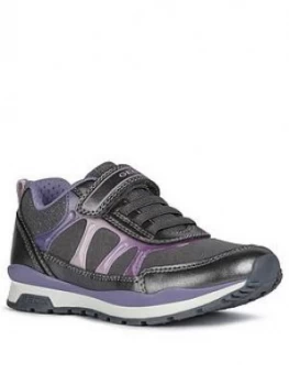 Image of Geox Girls Pavel Strap Trainer - Grey purple, Grey/Purple, Size 10 Younger