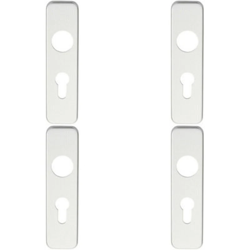 Image of Loops 4x PAIR Door Handle Euro Lock Plate for Safety Levers 154 x 40mm Satin Aluminium Multi unisex