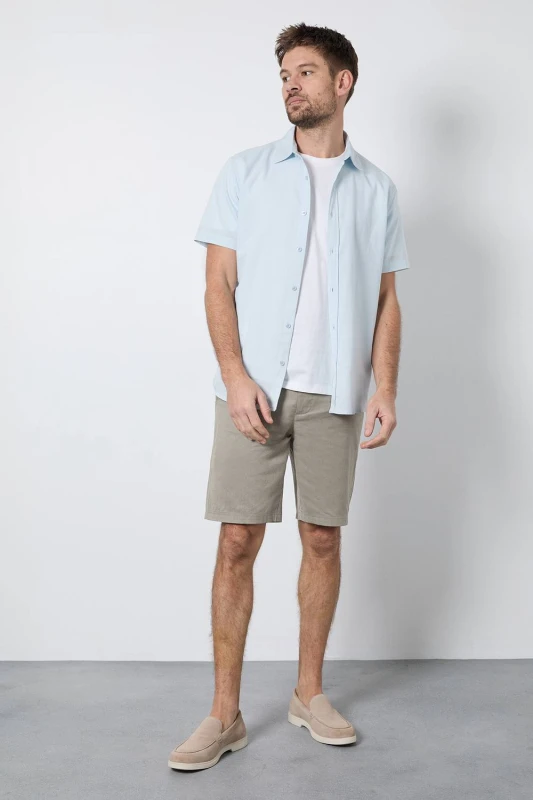 Image of Burton Burton Men Khaki Cotton Linen Shorts Size: 36 Khaki 36 Male 5045773848843