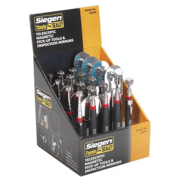Image of Siegen S0946 Telescopic Magnetic Pick-Up Tools & Inspection Mirrors Display