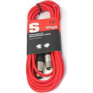 image of Stagg SMC6CRD High Quality Microphone Cable XLR-XLR Plug 6m Red