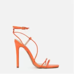 image of Missguided Asymmetric Strap Heeled Sandals - Orange