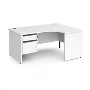 image of Dams International Right Hand Ergonomic Desk with 2 Lockable Drawers Pedestal and White MFC Top with Graphite Panel Ends and Silver Frame Corner Post